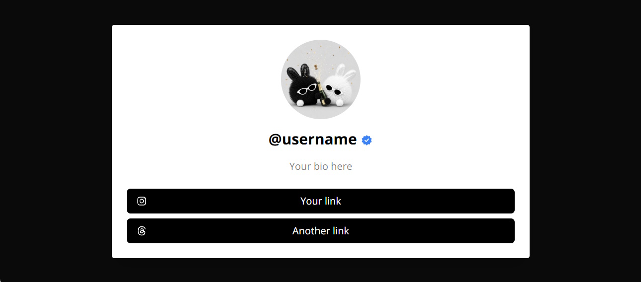 Example of a Linxme link in bio profile page