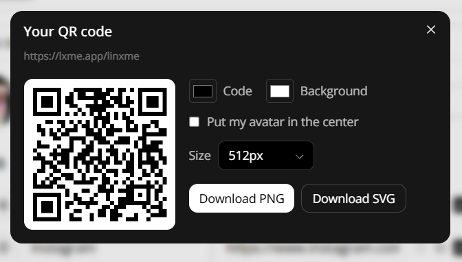 Linxme QR code generator